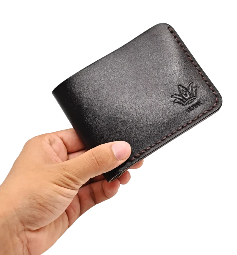 Leather brown wallet three pocket